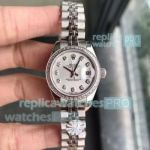Replica Rolex Datejust White Dial Diamond Bezel Ladies Watch - Swiss Grade